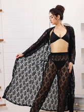 Load image into Gallery viewer, 4pc See Through Robe, Long Sheer Robe With Pajamas