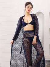 Load image into Gallery viewer, 4pc See Through Robe, Long Sheer Robe With Pajamas