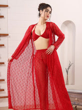 Load image into Gallery viewer, 4pc See Through Robe, Long Sheer Robe With Pajamas