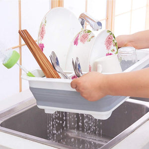 Basin Basket Dish Rack Kitchen Folding Silicone Dish Washing Drainer