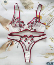 Load image into Gallery viewer, 【Happier】 Lingerie 1 Pcs Floral Embroidery Underwear Transparent Lace Short Skin Care Kits Delicate Fairy Set Woman 2 Pieces