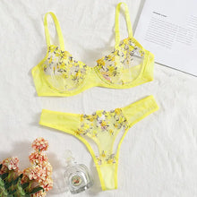 Load image into Gallery viewer, 【Happier】 Lingerie 1 Pcs Floral Embroidery Underwear Transparent Lace Short Skin Care Kits Delicate Fairy Set Woman 2 Pieces