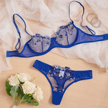 Load image into Gallery viewer, 【Happier】 Lingerie 1 Pcs Floral Embroidery Underwear Transparent Lace Short Skin Care Kits Delicate Fairy Set Woman 2 Pieces