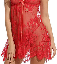 Load image into Gallery viewer, Women&#39;s Lace Teddy Babydoll Sling Dress with Spaghetti Straps